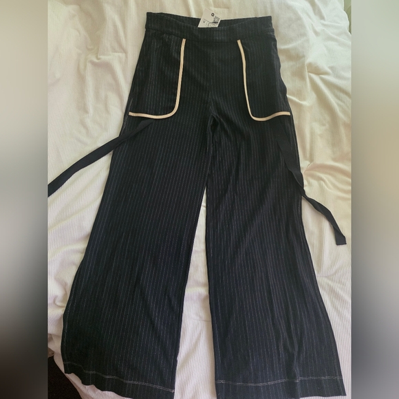 Zara Set Striped Sweatshirt Mixed Stripped + Pants Black/Sand size M BNWT - Picture 15 of 16